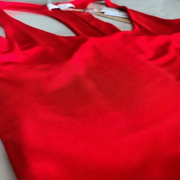 Michael Kors Collection Jersey Racerback Bodysuit, Size 10, Red, NWT - Picture 11 of 16